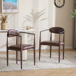 Christopher Knight Home Jaromir Modern Upholstered Iron Dining Chairs With Curved Open Back (Set Of 2) -Christopher Knight Home GUEST 6b940b4f 3462 430f 9f99 fbba93515a03