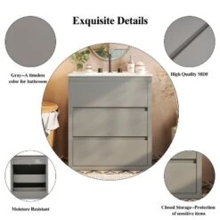 Christopher Knight Home Griffin Contemporary 30" Bathroom Vanity With Ceramic Sink And Full-Extension Drawers -Christopher Knight Home GUEST 6bda544b aff4 44c7 8926 e73854c56933