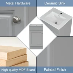 Christopher Knight Home Katniss Modern 18" Bathroom Vanity With Ceramic Sink And Adjustable Shelf -Christopher Knight Home GUEST 6ed436ab 2451 453e b039 2a1ca5cd450f