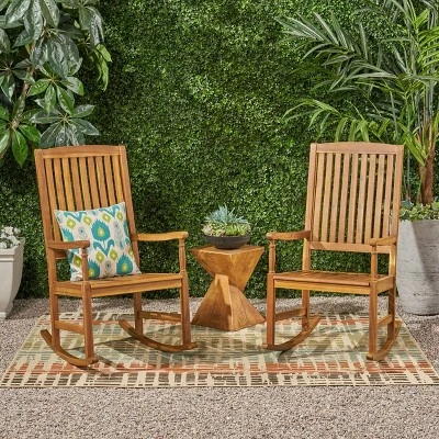 Arcadia 2pk Acacia Wood Rocking Chair Teak - Christopher Knight Home 3 Arcadia 2pk Acacia Wood Rocking Chair Teak - Christopher Knight Home