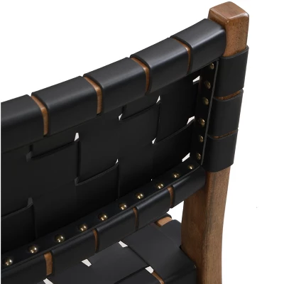 Christopher Knight Home Cassius Woven Faux Leather Rubberwood Dining Chair (Set Of 2) 7 Christopher Knight Home Cassius Woven Faux Leather Rubberwood Dining Chair (Set Of 2) - Image 5