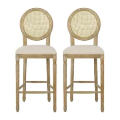 2pc Epworth French Country Wooden Barstools With Upholstered Seating - Christopher Knight Home -Christopher Knight Home GUEST 719e2a65 fa4d 4397 aa88 d0ba93cc6959