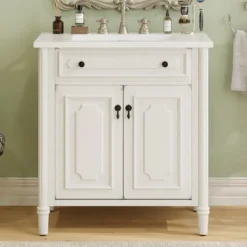 Christopher Knight Home Mualani 31" Vintage Bathroom Vanity With Ceramic Sink, 2 Doors And Adjustable Shelf -Christopher Knight Home GUEST 72b75b1c 50dc 495c b58e c44674860591