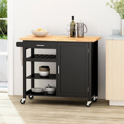 Westcliffe Contemporary Kitchen Cart With Wheels - Christopher Knight Home 3 Westcliffe Contemporary Kitchen Cart With Wheels - Christopher Knight Home