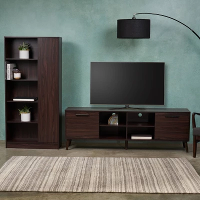 2pc Daru Mid-Century Entertainment Center Set Walnut - Christopher Knight Home 3 2pc Daru Mid-Century Entertainment Center Set Walnut - Christopher Knight Home