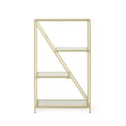 Kokesh Modern Glam Tempered Glass 3 Shelf Asymmetrical Bookcase Gold - Christopher Knight Home 13 Kokesh Modern Glam Tempered Glass 3 Shelf Asymmetrical Bookcase Gold - Christopher Knight Home -Christopher Knight Home GUEST 76aac0ad 62b1 4356 b049 86166c87825f