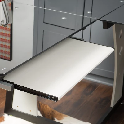 Oria L-Shaped Desk With Tempered Glass - Black/Gray - Christopher Knight Home 4 Oria L-Shaped Desk With Tempered Glass - Black/Gray - Christopher Knight Home - Image 2