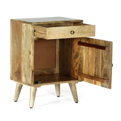 Lytle Boho Handcrafted Mango Wood Nightstand With Storage Natural - Christopher Knight Home 4 Lytle Boho Handcrafted Mango Wood Nightstand With Storage Natural - Christopher Knight Home - Image 2