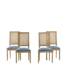 Christopher Knight Home Brownell French Country Wood And Cane Upholstered Dining Chairs (Set Of 4) -Christopher Knight Home GUEST 7b72dd16 d4ed 4b4c bed5 4aeb5b2ce286