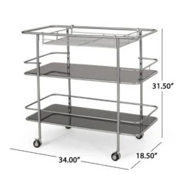 Bridger Modern 3 Tier Bar Cart With Glass Shelving Silver/Black - Christopher Knight Home 15 Bridger Modern 3 Tier Bar Cart With Glass Shelving Silver/Black - Christopher Knight Home -Christopher Knight Home GUEST 7c77e0ad c807 433c aadd a88b08910825