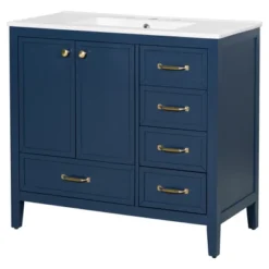 Christopher Knight Home Bathroom Vanity With Ceramic Sink, Bathroom Cabinet With Soft-Closing Door, Drawers Of Different Sizes, Solid Wood Frame & Leg -Christopher Knight Home GUEST 7e59d1fa ceb0 489c 966e 56498779d8c9