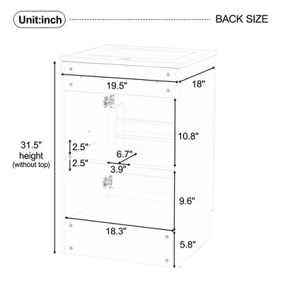 20"W Bathroom Vanity With Ceramic Sink, Bathroom Cabinet With Storage Rack, Adjustable Shelf And Soft Closing Door-Christopher Knight Home 9 20"W Bathroom Vanity With Ceramic Sink, Bathroom Cabinet With Storage Rack, Adjustable Shelf And Soft Closing Door-Christopher Knight Home - Image 7