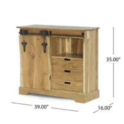 Laymon Modern Industrial Handcrafted Acacia Wood Live Edge Sideboard With Sliding Door Natural/Black - Christopher Knight Home -Christopher Knight Home GUEST 7ed5f3cb 2021 4c88 af5f b580b2c5c5f8