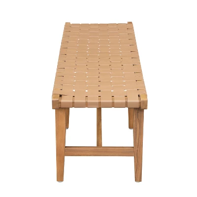 Christopher Knight Home Vladimir Contemporary Acacia Wood Bedroom Bench With Woven Faux Leather 6 Christopher Knight Home Vladimir Contemporary Acacia Wood Bedroom Bench With Woven Faux Leather - Image 4