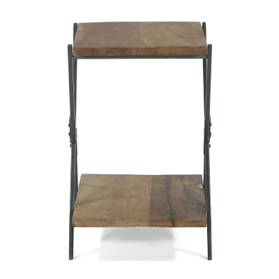 Oxbow Modern Industrial Handcrafted Wood Side Table Light Walnut/Gray - Christopher Knight Home 4 Oxbow Modern Industrial Handcrafted Wood Side Table Light Walnut/Gray - Christopher Knight Home - Image 2