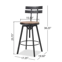 Set Of 2 Alanis Modern Industrial Firwood Adjustable Height Swivel Barstools Natural/Black Brushed Silver - Christopher Knight Home -Christopher Knight Home GUEST 85c9dfbd 47a7 4dc4 8cf8 87fb11b799d0