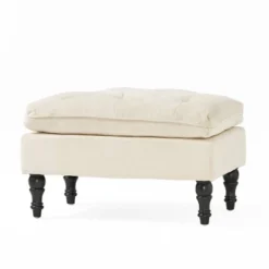 Jeremy Tufted Ottoman Crème Velvet - Christopher Knight Home: Upholstered Footrest, Hardwood Frame, 200lb Capacity -Christopher Knight Home GUEST 85df4684 9864 4adc 8716 cff7177ba157