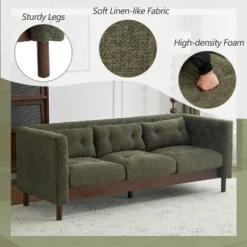78"W Sofa Couch, Modern Upholstered 3-seater Sofa Chair With Tufted Design For Living Room -Christopher Knight Home -Christopher Knight Home GUEST 880798c2 c26c 4ea8 a58b f5eece623d4b