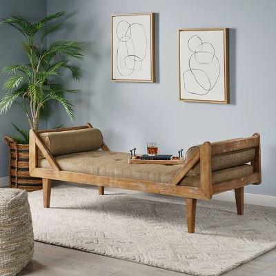 Zentner Rustic Tufted Double End Chaise Lounge With Bolster Pillows - Christopher Knight Home 3 Zentner Rustic Tufted Double End Chaise Lounge With Bolster Pillows - Christopher Knight Home