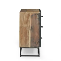 Burdine Handcrafted Boho Wood 3 Drawer Cabinet Natural/Black - Christopher Knight Home -Christopher Knight Home GUEST 8b5f83e3 7a25 411d 9279 1a2782fd2326