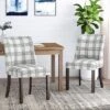 2pk Harman Contemporary Upholstered Plaid Dining Chairs Gray/Light Beige/Brown - Christopher Knight Home -Christopher Knight Home GUEST 8bc32428 9664 4bd6 976b bf311679a007