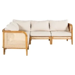 Christopher Knight Home Tighnari Boho Outdoor 5-Seater Rattan Acacia Wood V-Shaped Sectional Sofa With Cushions -Christopher Knight Home GUEST 8c04e05a d332 4519 98c1 7ceda1da7629