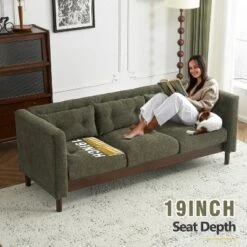 78"W Sofa Couch, Modern Upholstered 3-seater Sofa Chair With Tufted Design For Living Room -Christopher Knight Home -Christopher Knight Home GUEST 8e7420e7 aadb 4c06 be92 a88402ff3d40