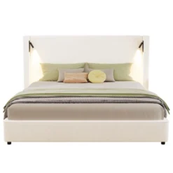 Christopher Knight Home Angelo Wood Upholstered Platform Bed With Headboard And Reading Lamp, White 12 Christopher Knight Home Angelo Wood Upholstered Platform Bed With Headboard And Reading Lamp, White -Christopher Knight Home GUEST 9079688d 18b3 40fd 829a fbe43047d4c6