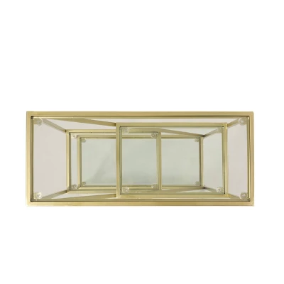 Kokesh Modern Glam Tempered Glass 3 Shelf Asymmetrical Bookcase Gold - Christopher Knight Home 5 Kokesh Modern Glam Tempered Glass 3 Shelf Asymmetrical Bookcase Gold - Christopher Knight Home - Image 3