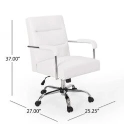 Gehring Modern Channel Stitched Swivel Office Lift Chair White/Chrome - Christopher Knight Home -Christopher Knight Home GUEST 9210076e 3b59 4809 bbb2 7dfd2946a37f