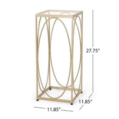 Bennion Modern Glam Glass Top End Table Champagne Gold/Black - Christopher Knight Home 7 Bennion Modern Glam Glass Top End Table Champagne Gold/Black - Christopher Knight Home - Image 5