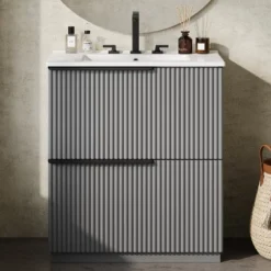 Christopher Knight Home Coralie Modern 30" Bathroom Vanity With Ceramic Sink And Full-Extension Drawers -Christopher Knight Home GUEST 95278607 52ee 4182 b9e9 14381b7c7339