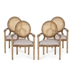 Set Of 4 Judith French Country Wood And Cane Upholstered Dining Chairs - Christopher Knight Home -Christopher Knight Home GUEST 96a70970 be9a 4018 b1d1 e1bbf1b20111