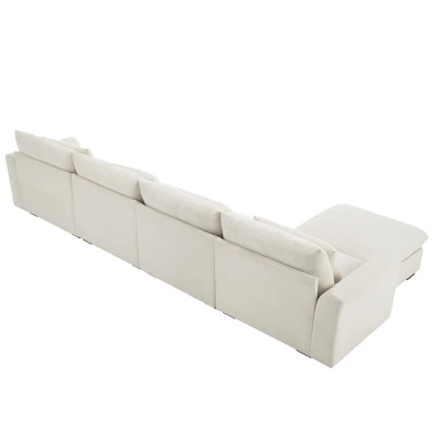 Christopher Knight Home Constance Large L-Shaped Corduroy 157.5" Sectional Sofa With Storage Ottoman And 4 Waist Pillows 8 Christopher Knight Home Constance Large L-Shaped Corduroy 157.5" Sectional Sofa With Storage Ottoman And 4 Waist Pillows - Image 6