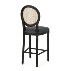 2pc Govan French Country Wooden Counter Height Barstools With Upholstered Seating Charcoal/Black - Christopher Knight Home -Christopher Knight Home GUEST 98294e7a ef56 4a9a 9658 b28f0db322af