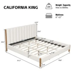 Christopher Knight Home Witt Modern Wood Boucle Platform Bed With Vertical Stripes Headboard, White -Christopher Knight Home GUEST 987ddc16 16c0 4a3f b387 e450f8fae794