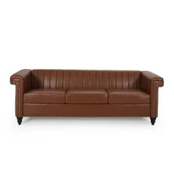 Drury Contemporary Channel Stitch 3 Seater Sofa With Nailhead Trim - Christopher Knight Home -Christopher Knight Home GUEST 994f811a f178 4b8a b2cd d48efbfa4344