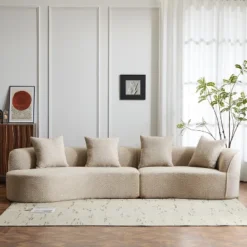 Christopher Knight Home Hailey 126“ Modern Boucle Upholstered 5 Seater Curved Sectional Sofa With Pillows -Christopher Knight Home GUEST 99ce0813 350c 47e2 a40e 0348385226b3