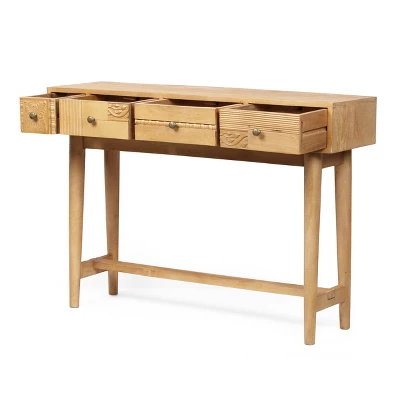 Warthen Boho Handcrafted 4 Drawer Console Table Natural - Christopher Knight Home 4 Warthen Boho Handcrafted 4 Drawer Console Table Natural - Christopher Knight Home - Image 2