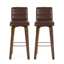 2pc Hargis Mid Century Modern Channel Stitch Bentwood Swivel Counter Height Barstools - Christopher Knight Home -Christopher Knight Home GUEST 9a61a2f7 1bb6 4656 847c 9adf7fc3ef58