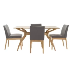 5pc Kwame 60" Curved Leg Dining Set - Christopher Knight Home -Christopher Knight Home GUEST 9aa9f0f7 6185 4224 90e7 1801a5045c75