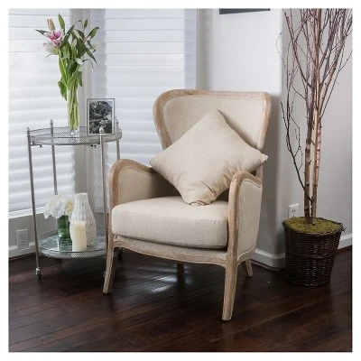 Crenshaw Fabric Wing Chair Beige - Christopher Knight Home 3 Crenshaw Fabric Wing Chair Beige - Christopher Knight Home