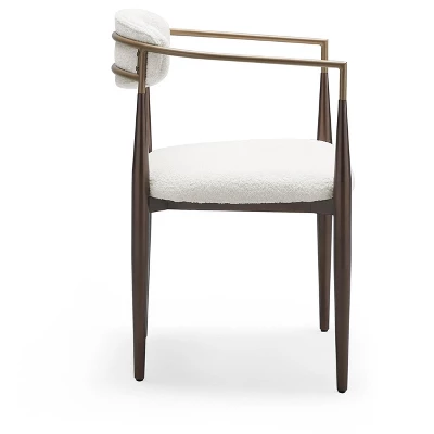 Christopher Knight Home Grov Upholstered Boucle Iron Dining Chair (Set Of 2), Beige And Gold 6 Christopher Knight Home Grov Upholstered Boucle Iron Dining Chair (Set Of 2), Beige And Gold - Image 4