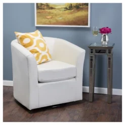 Daymian Faux Leather Swivel Club Chair - Christopher Knight Home