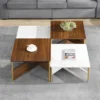 Christopher Knight Home Anira Mid-Century Modern 4 Piece Nesting Coffee Table Set, White/Walnut