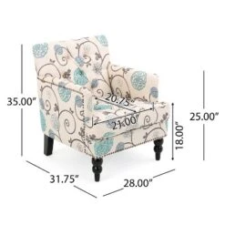 Harrison Tufted Club Chair - White/Blue - Christopher Knight Home -Christopher Knight Home GUEST 9d784d4c a4c4 470b ba9c 7fde535f9d1b