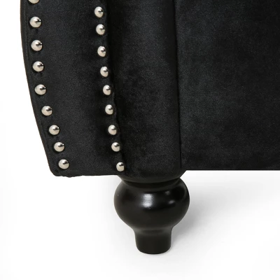 Glenmont Modern Glam Channel Stitch Velvet Loveseat With Nailhead Trim - Christopher Knight Home 4 Glenmont Modern Glam Channel Stitch Velvet Loveseat With Nailhead Trim - Christopher Knight Home - Image 2