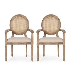 Set Of 2 Judith French Country Wood And Cane Upholstered Dining Chairs - Christopher Knight Home -Christopher Knight Home GUEST 9e295e5d fba0 4233 abd4 93d956e31c41