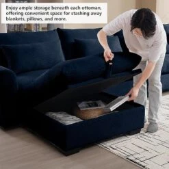 Christopher Knight Home Blair Modern Corduroy L Shaped 122" Sectional Sofa With Storage Ottoman And 3 Pillows -Christopher Knight Home GUEST 9f7386dd 3f88 4e0b ba4a baf019734ce8