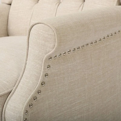 Set Of 2 Walter Contemporary Tufted Fabric Press-Back Recliners Beige - Christopher Knight Home 6 Set Of 2 Walter Contemporary Tufted Fabric Press-Back Recliners Beige - Christopher Knight Home - Image 4